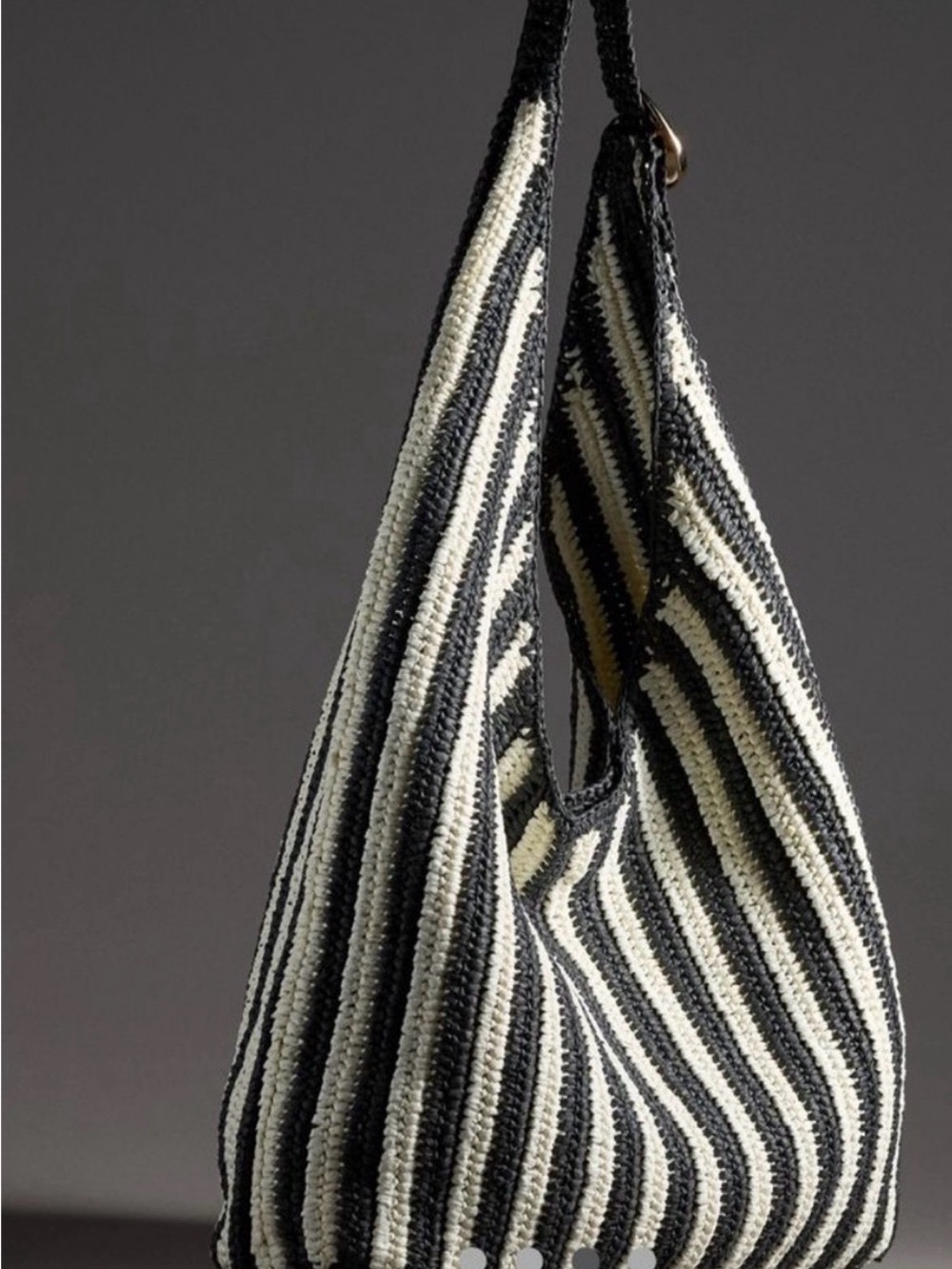 Anthropologie || The Love Knot Slouchy Bag Raffia Straw
Buckle Black White NWOT